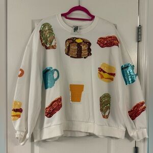 Queen Of Sparkles White Queen of Breakfast Sweatshirt
